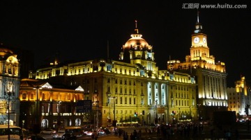 上海 外滩 夜景 浦江 建筑群