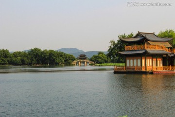 西湖美景 曲院风荷 亭子