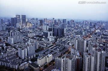 电视塔鸟瞰成都