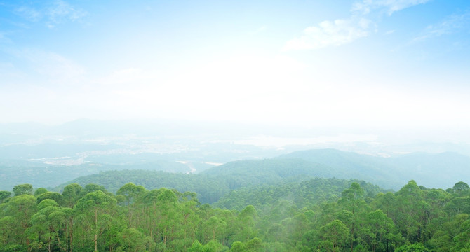 天空云霧山林背景
