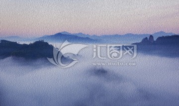 福建武夷山水油畫效果