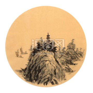 山水畫 扇面山水