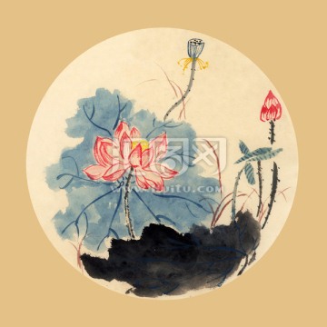 荷花 現(xiàn)代裝飾畫