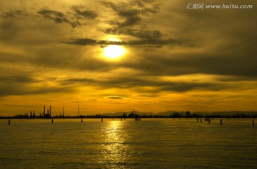 威尼斯 海港日落 日落 落日