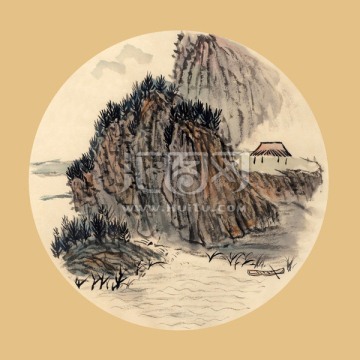 国画山水 扇面画