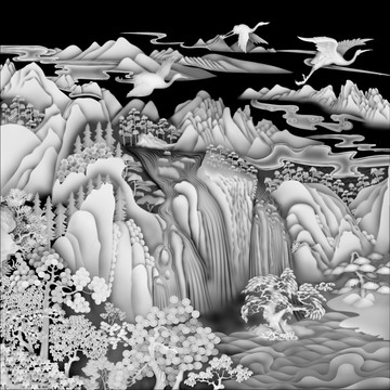 山水鶴舞
