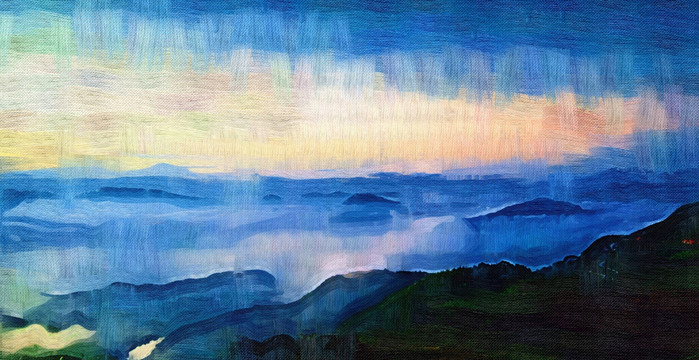 抽象畫 山川