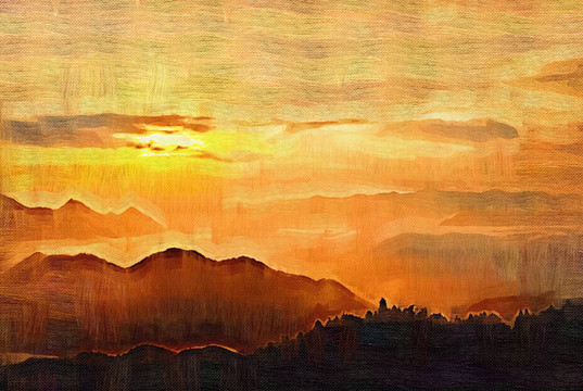 抽象畫 日出