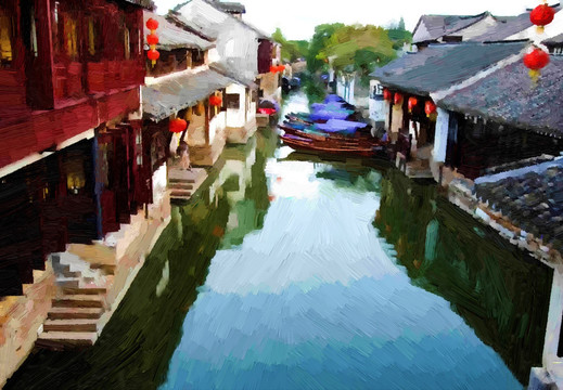 江南小鎮(zhèn)無框畫