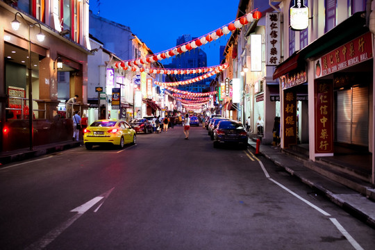 新加坡唐人街牛车水夜景