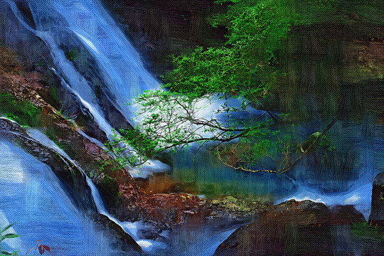 瀑布 抽象畫(huà) 油畫(huà) 超現(xiàn)實(shí)抽