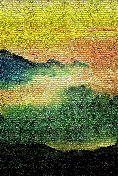 抽象畫 山峰 日出