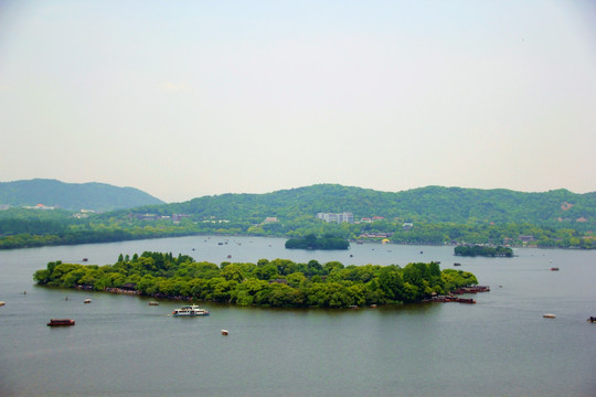 西湖全景 湖心岛