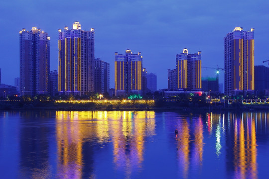 湘江 夜景 城市 蓝调