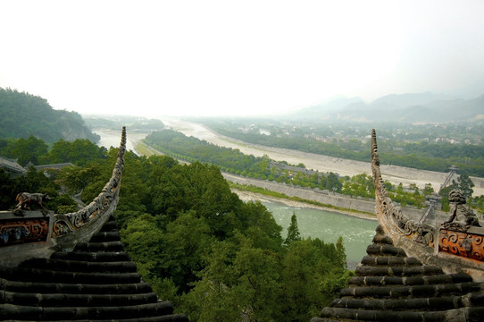 都江堰俯瞰全景