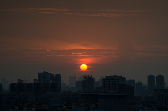 城市日落