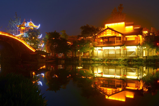 黄龙溪上河衢夜景