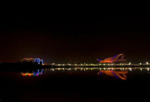 金华歌剧院和万达广场橙色夜景