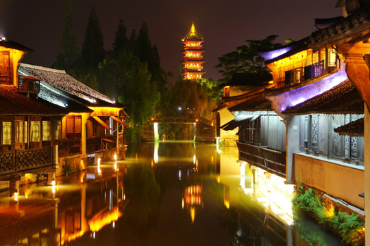 乌镇水乡夜景