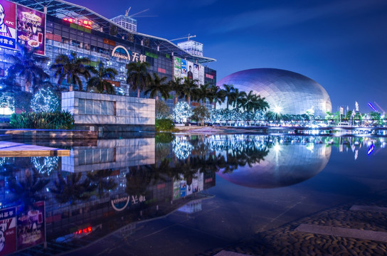 深圳夜景 夜景 海岸城 倒影