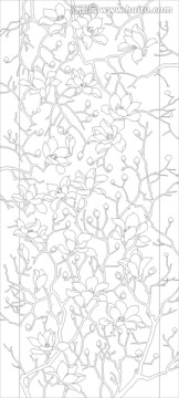 （雕刻矢量圖）白玉蘭