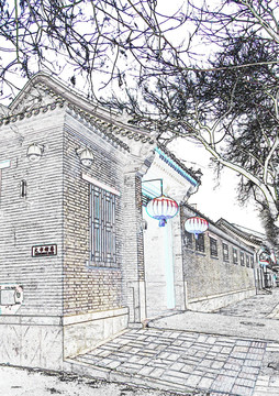 電腦繪畫 老北京民居