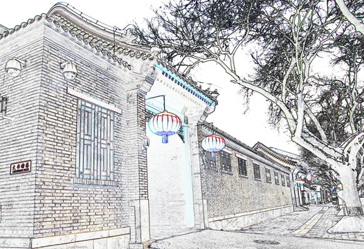 電腦繪畫 老北京民居