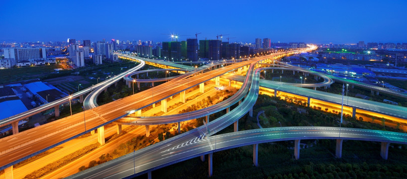 宁波机场路高架枢纽 夜景