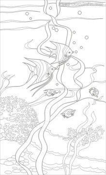 （雕刻矢量圖）熱帶魚 未閉合