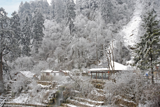 海螺沟冰川温泉区雪景