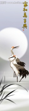 藝術(shù)玻璃浮雕平開門 鶴