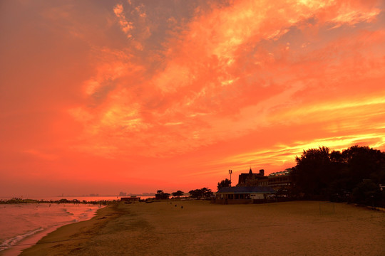 海岸夕照