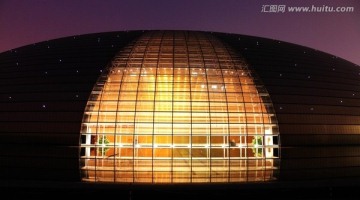 北京国家大剧院局部夜景