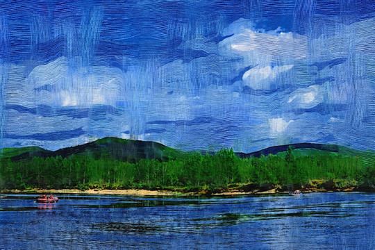 電腦油畫 河流