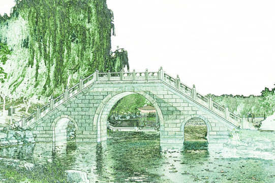 電腦繪畫 圓明園翠鳥橋