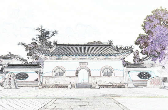 电脑绘画 正觉寺山门