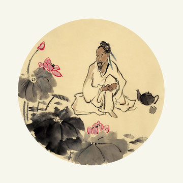 裝飾畫 賞荷圖