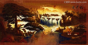 裝飾畫 山水松