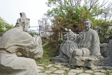 李白问道东岩子塑像