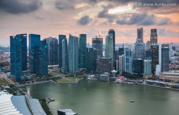 新加坡都市夜景 新加坡俯瞰图