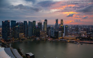 新加坡都市夜景 新加坡俯瞰图