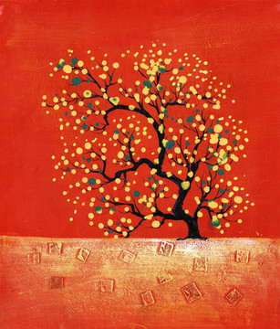 發(fā)財(cái)樹(shù)油畫(huà) 抽象畫(huà) 歐美裝飾畫(huà)