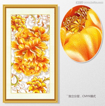 psd質(zhì)感金屬花背景玄關(guān)裝飾畫(huà)