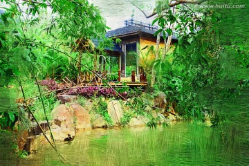 電腦油畫(huà) 園林風(fēng)景