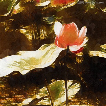 油畫(huà) 裝飾畫(huà) 荷花