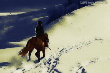 骑马 户外  雪地