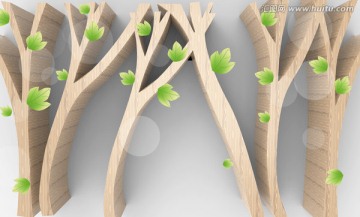 3D壁畫 抽象簡約背景樹