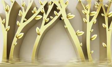 3D電視背景墻 發(fā)財(cái)黃金樹