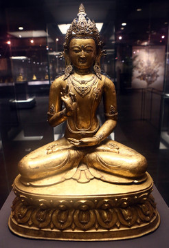 清代木雕鎏金弥勒菩萨像