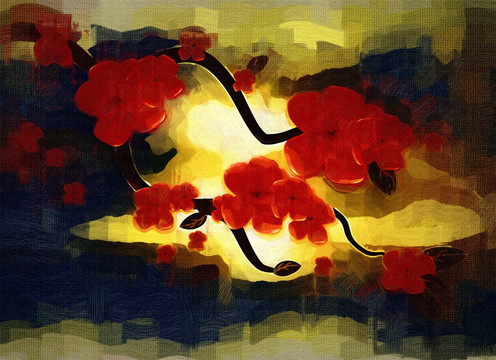 花卉油畫 梅花